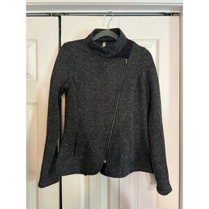 Fabletics Calypso Moto Jacket Womens Asymetrical Zip Up Gray Size M